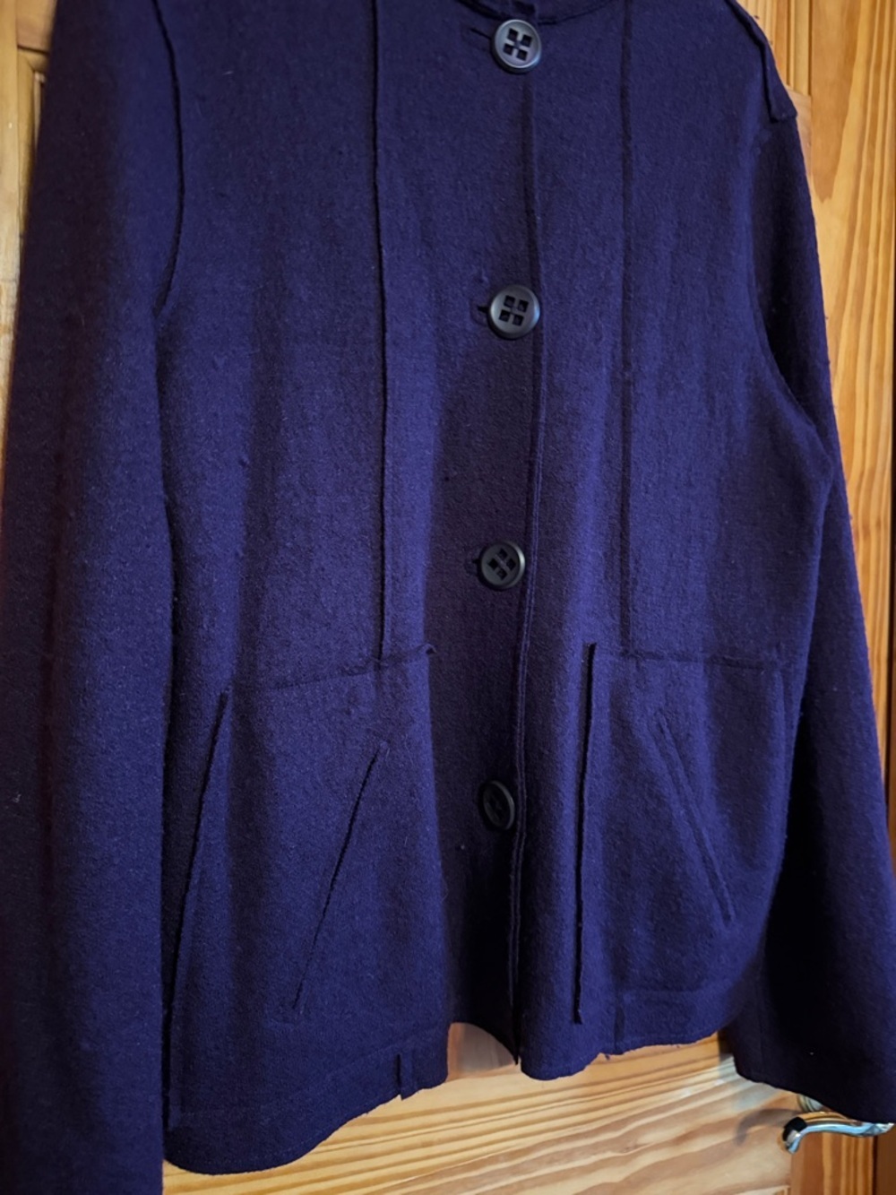 Coldwater Creek Deep Purple Wool Blend Round-Neck Button Sweater Jacket - Picture 4 of 7